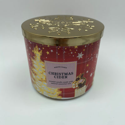 White Barn Bath and Body Works Christmas Cider 3 Wick Scented Candle New w Lid