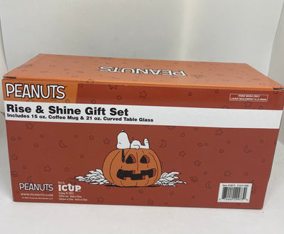 Peanuts Snoopy Halloween Day of the Dog Coffee Mug and Table Glass Set New Box