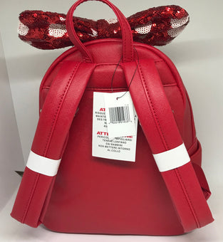 Disney Parks Minnie Mouse Red Polka Dot Sequined Bow Mini Backpack New with Tags