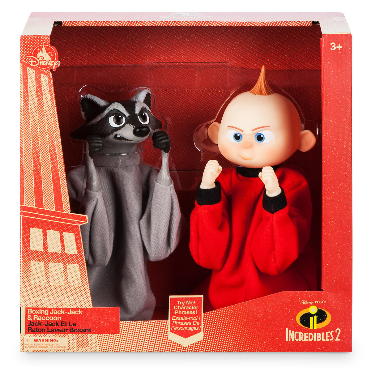 Disney Store Jack-Jack and Raccoon Boxing Puppet Set Incredibles 2 New With Box