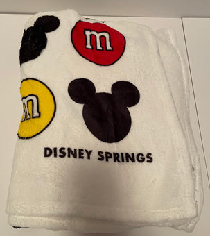Disney Springs M&M's World Red and Yellow Mickey Icons Blanket New with Tag