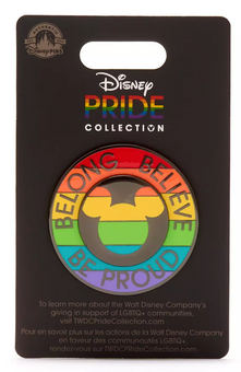 Disney Parks Mickey Mouse Belong Believe Pride Collection Pin New With Card
