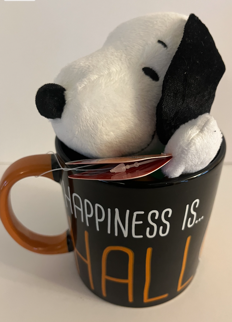 Peanuts Snoopy Pumpkin Happiness Halloween Coffee Mug With Plush New