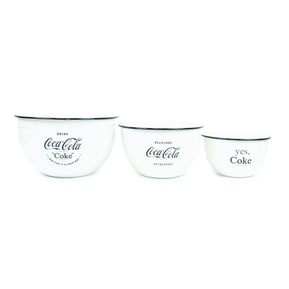 Authentic Coca-Cola Coke Enamelware Mixing Bowl Set of 3 New