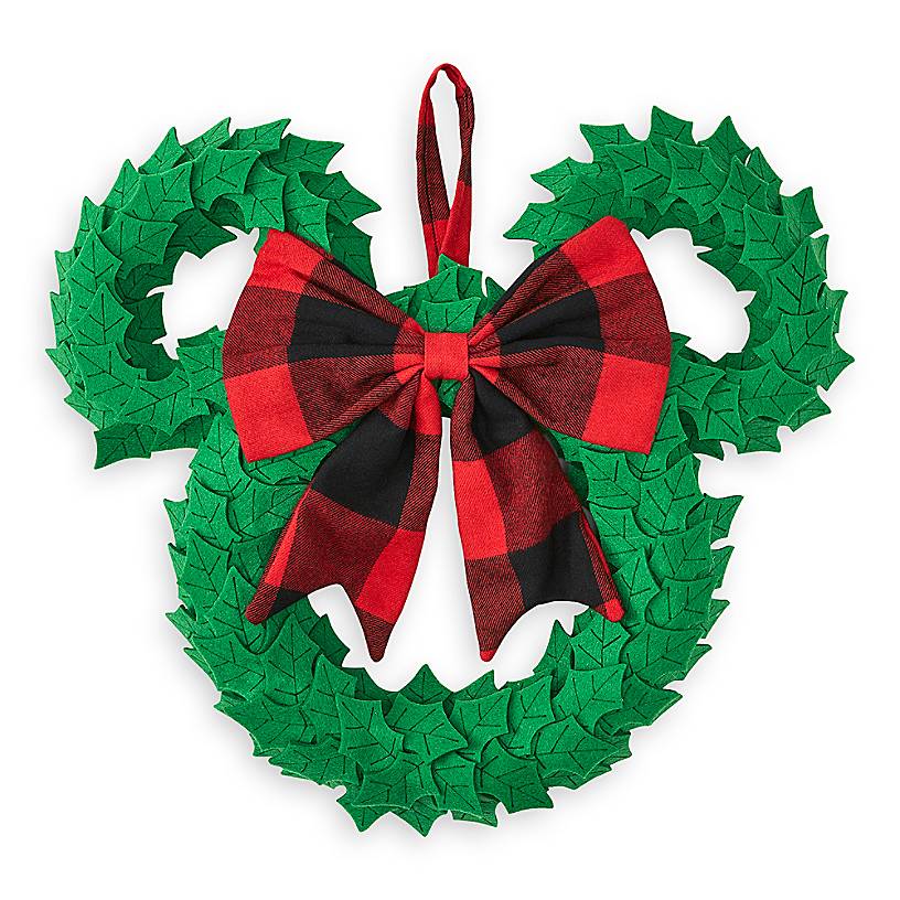 Disney Parks Yuletide Farmhouse Mickey Icon Plush Holiday Wreath New with Tags
