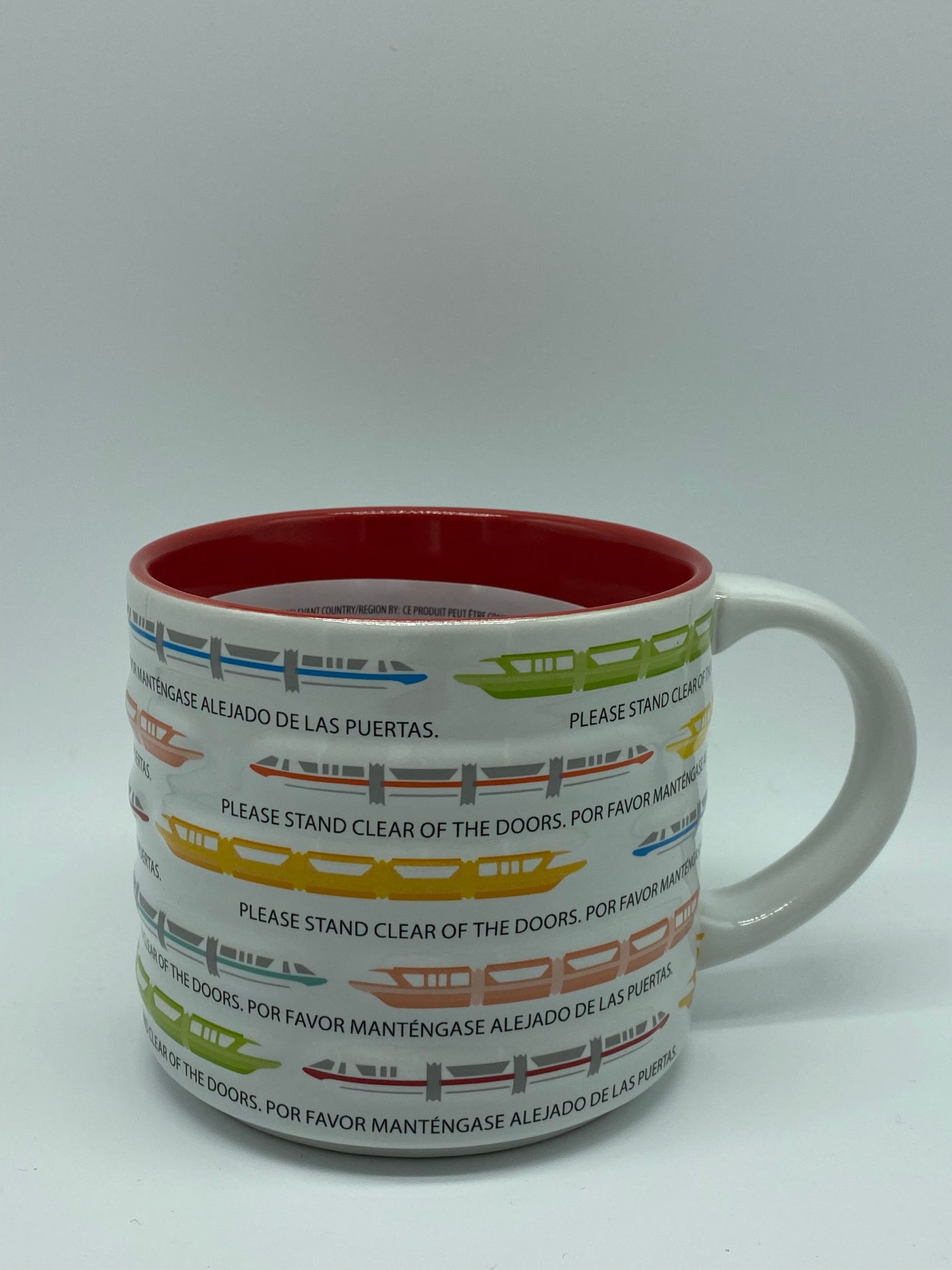 Disney Parks Monorail Please Stand Clear of the Doors Por Favor Coffe Mug New