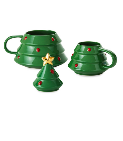 Hallmark Holiday Christmas Tree Stacking Mugs Set of 2 New with Tag