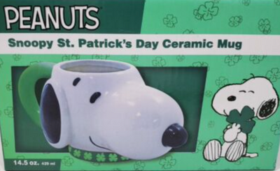 Peanuts Snoopy St. Patrick’s Day Ceramic 14.5oz Coffee Mug New With Box