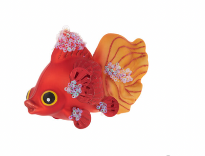 Robert Stanley 2021 Red Sequined Fish Glass Christmas Ornament New with Tag