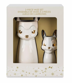 Disney Icy Winter Holiday Bambi and Thumper Ceramic Vase Set New with Box
