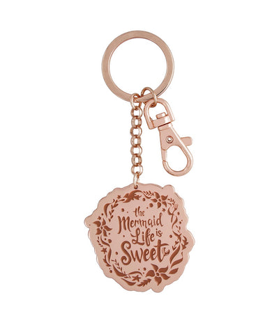 Disney Parks The Little Mermaid Ariel Metal Rose Gold Keychain New with Tags