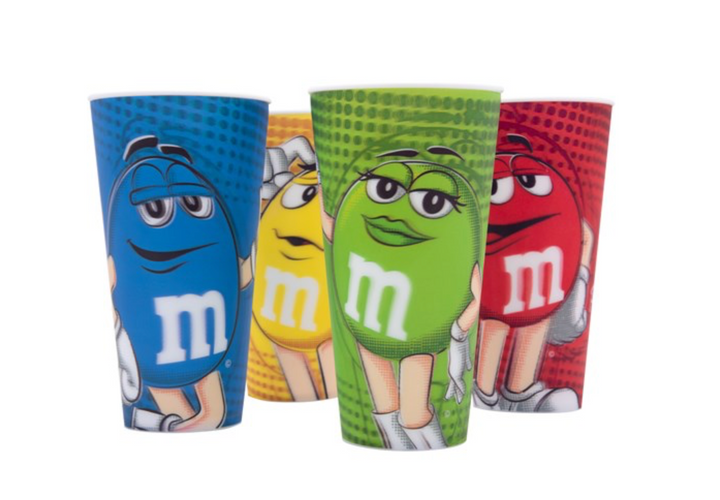 M&M's World Characters Lenticular 24oz Cup Set of 4 New with Box