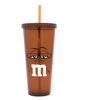 M&M's World Brown Character Big Face Tumbler with Straw New