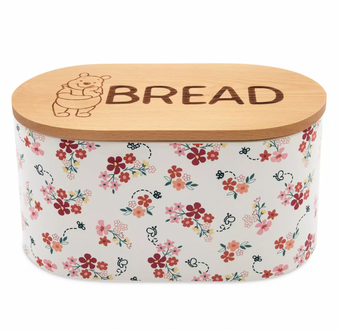Disney Winnie the Pooh Flowers Ceramic Kitchen Bread Bin with Lid New