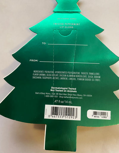 Bath and Body Works 2021 Christmas Tree Twisted Peppermint Lip Gloss New