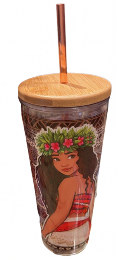 Disney Parks 2023 Moana Tumbler Cup With Woodgrain Look Lid New With Tag