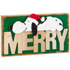 Hallmark Peanuts Christmas Santa Snoopy Rustic Wood Quote Sign Merry New