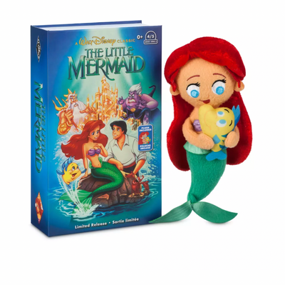 Disney The Little Mermaid Ariel and Flounder VHS Small Plush Limited New w Box