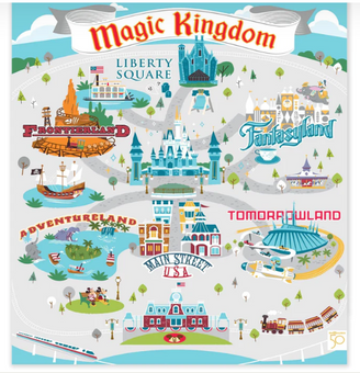 Disney Parks WDW 50th Anniversary - Magic Kingdom Map Throw Blanket New With Tag
