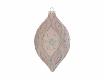 Robert Stanley Pink and Silver Starburst Teardrop Shaped Christmas Ornament New