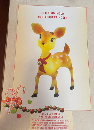 Cracker Barrel LED Blow Mold Nostalgic Girl Reindeer Holiday Christmas New Box