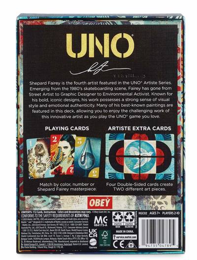 Mattel Creations UNO Artiste Shepard Fairey Card Game New with Box