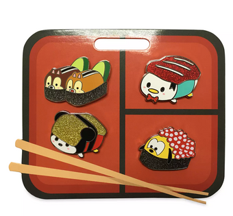 Disney Mickey and Friends Sushi Flair Pin Set New with Card