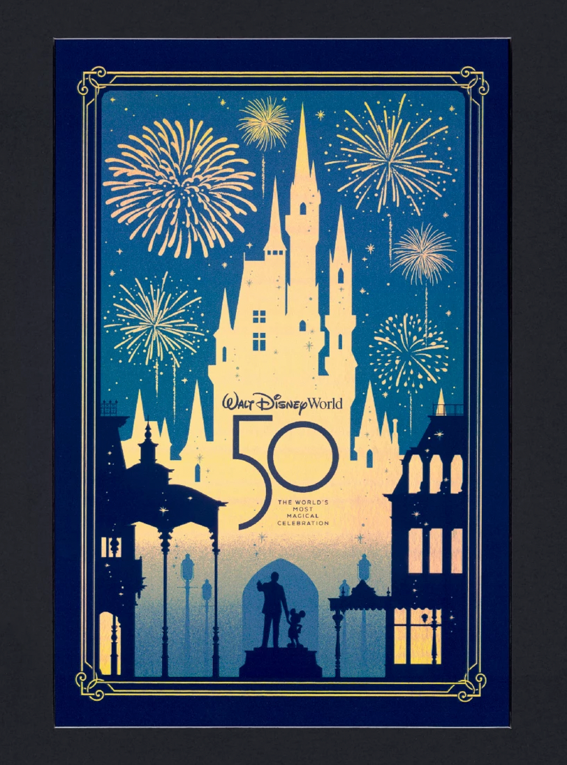 Disney Walt Disney World 50th Anniversary Countdown Poster New