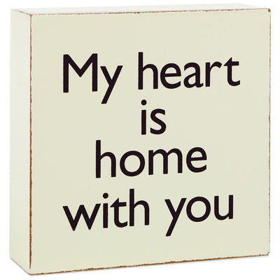 Hallmark My Heart Is Home With You Wood Quote Sign New