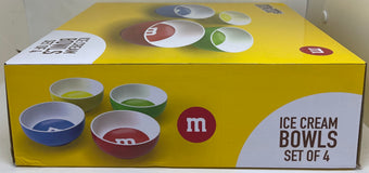 M&M's World Characters Lentil Ice Cream Ceramic Bowls Set of 4 New with Box
