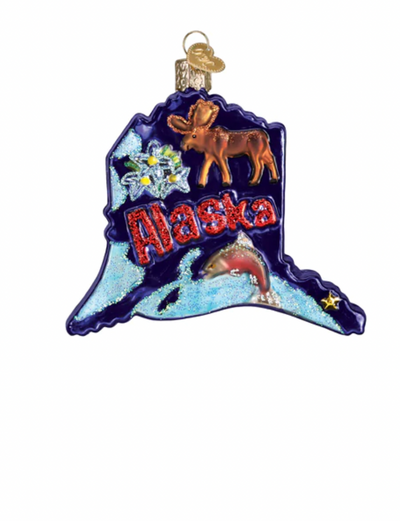 Old World Christmas State Of Alaska Glass Christmas Ornament New with Box