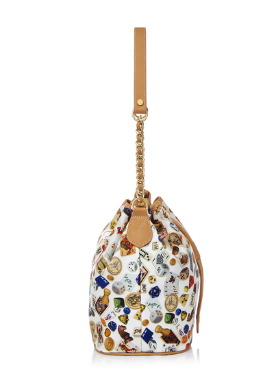 Casablanca Life is a Game White Bucket Bag Made in Italy by Divo Diva New