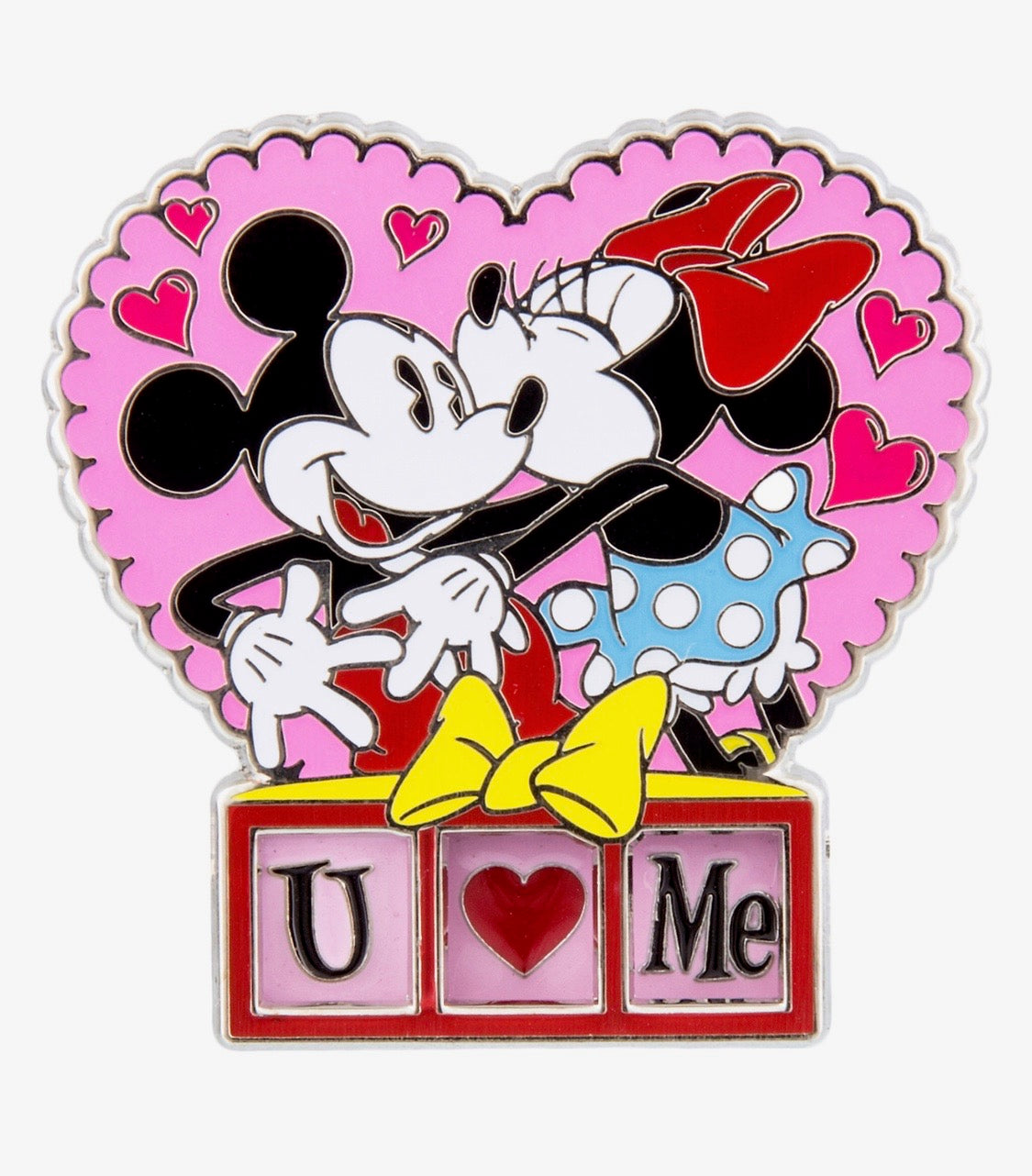 Disney Parks Mickey and Minnie I Love You Heart Pin New with Card