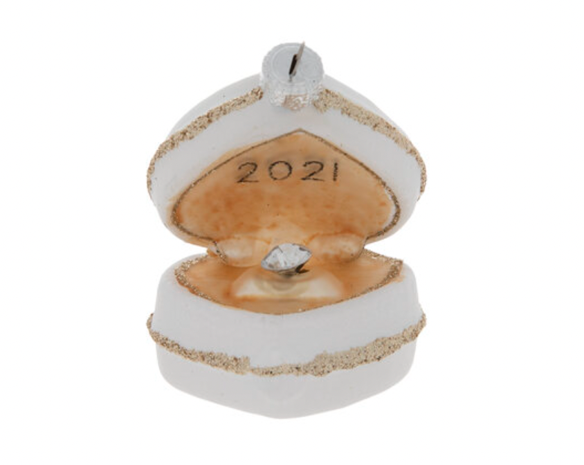 Robert Stanley 2021 Engagement Ring Glass Christmas Ornament New with Tag