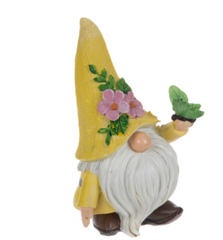 Hobby Lobby Spring Easter Yellow Gnome with Butterfly and Flowers Figurine New