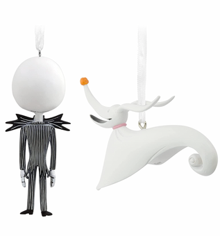 Hallmark Jack Skellington and Zero Christmas Ornaments Set New with Box