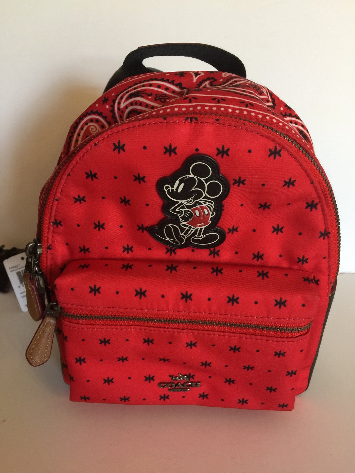 Disney X Coach Mickey Nylon Mini Charlie Bright Red Black Backpack New I Love Characters Disney X Coach Mickey Nylon Mini Charlie Bright Red Black Backpack New I Love Characters