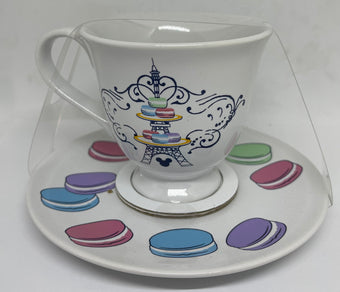 Disney Parks Epcot France Macaroons Tea Cup and Saucer Set New