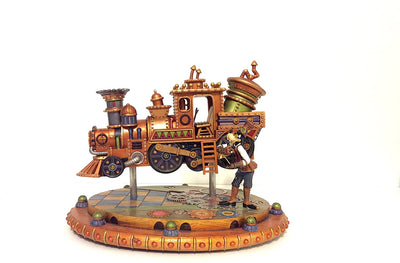 Disney Parks Mechanical Kingdom Steampunk Goofy Train Light Up Figurine Statue