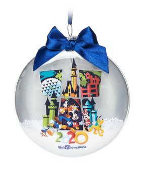 Disney Parks WDW 2020 Mickey and Friends Disk Snowglobe Christmas Ornament New