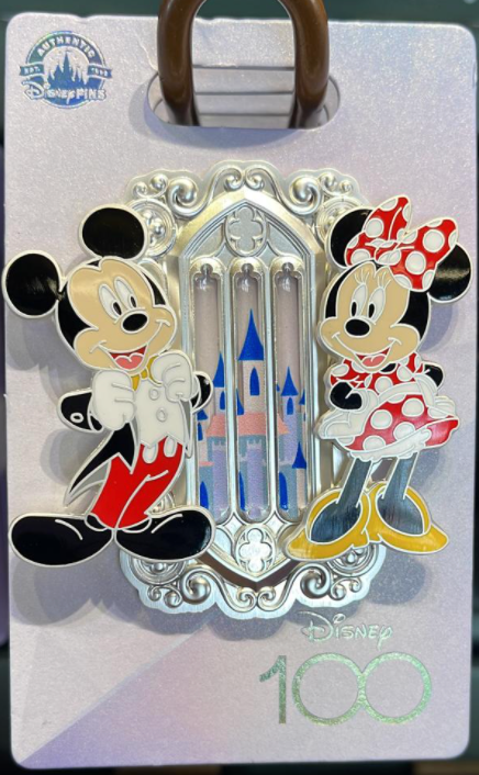 Disney 100 Years of Wonder Celebration Mickey & Minnie Castle Pin New with Card