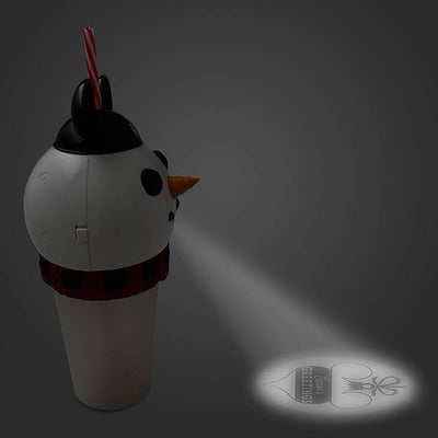 Disney Parks Holiday Snowman with Mickey Ear Hat Light Up Tumbler with Straw New