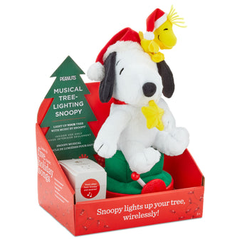 Hallmark Peanuts Snoopy Musical Christmas Tree-Lighting Plush New