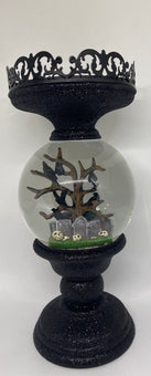 Bath and Body Works Halloween Cemetery Pedestal Water Globe Candle Holder New
