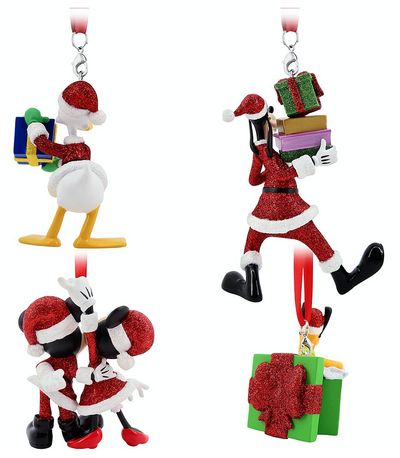 Disney Parks Santa Mickey Mouse and Friends Figural Christmas Ornament Set New