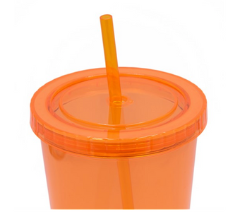 M&M's World Orange Character Lip Tumbler with Straw New
