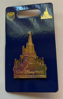 Disney Walt Disney World 50th Anniversary Castle Pin New with Card