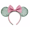 Disney Parks Sugar Rush Minnie Sequined Ear Headband Mint Green Pink New