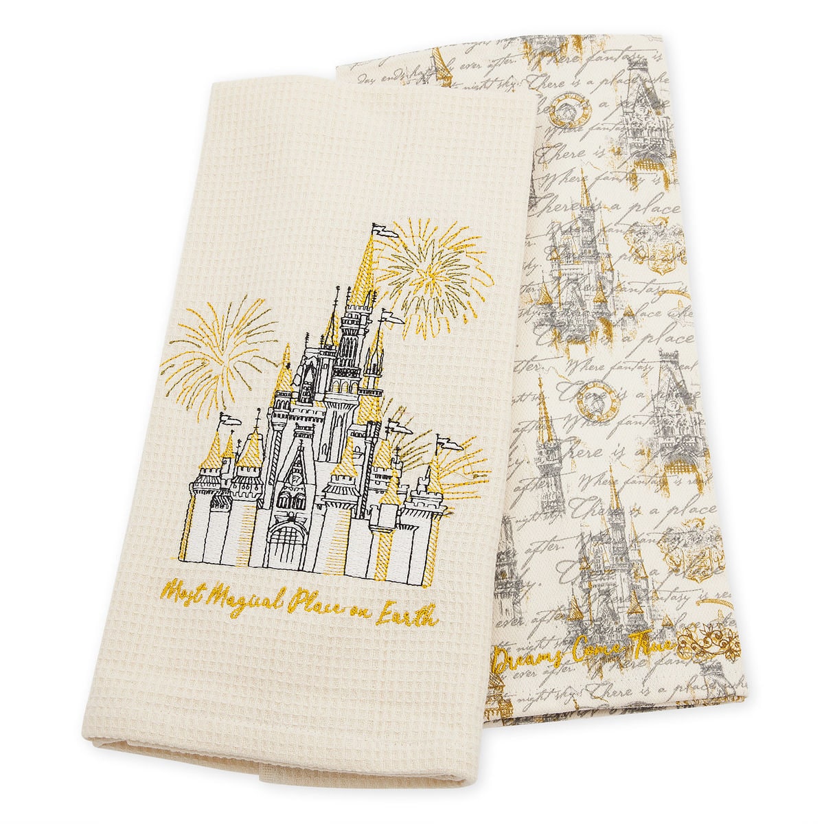 Disney Parks Fantasyland Castle Dish Towel Set New with Tags