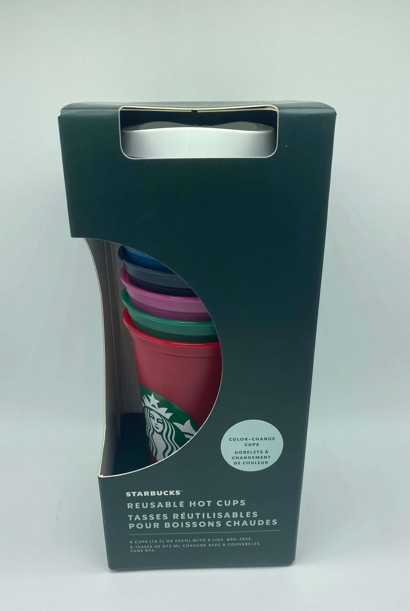 Starbucks Christmas Holiday 2021 Color Change Reusable Cups Set of 6 New w Box